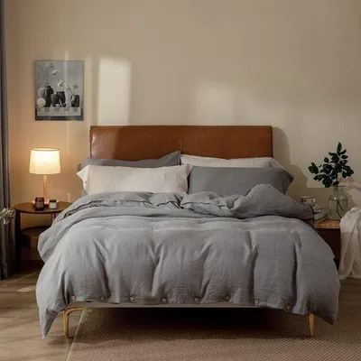 Produktbild von Famanu Bettwäsche Set Halbleinen, 135 x 200 cm, 2-teilig, grau