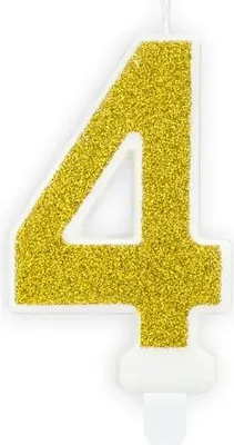 Image de Bougie  chiffre « 4 » dorée pailletée