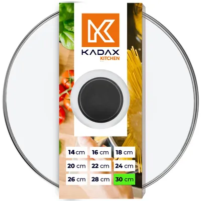 Produktbild von KADAX Glasdeckel mit schwarzem Silikongriff "Tolfa", hitzebeständiger Topfdeckel, 30 cm