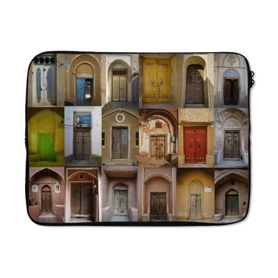 Produktbild von MuchoWow® Laptop Hülle 15 Zoll Türen - Farbenfroh - Architektur - Collage - Vintage Laptoptasche - Laptoptasche - Sleeve - Rundum-Schutz