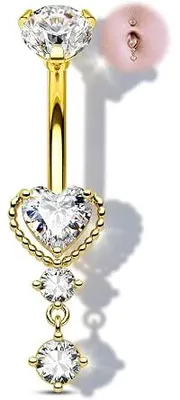 Productafbeelding van Navelpiercing, hartvormig, gemaakt van 316L chirurgisch staal - met CZ-bedel - navelpiercing sieraden voor dames, accessoires voor montage en reparatie