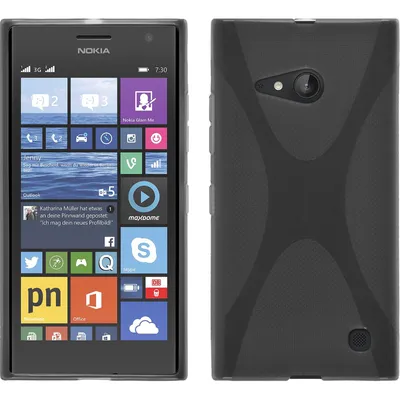 Produktbild von PhoneNatic Case kompatibel mit  Nokia Lumia 730 - grau Silikon Hülle X-Style + 2 Schutzfolien