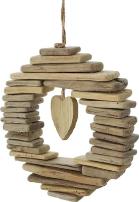Immagine prodotto di Appendiabiti decorativo cuore driftwood stile casa di campagna - ghirlanda di legno