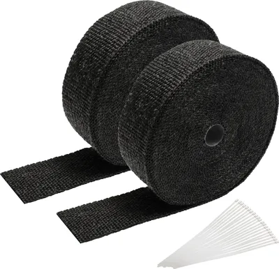 Image de Jayseuw 2x 15M titane ruban de protection thermique ruban d'échappement ruban de coude avec 24 serre-câbles métalliques pour systèmes d'échappement, ruban isolant protection thermique