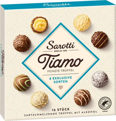Produktbild von Sarotti Tiamo Feinste Trüffel mit Alkohol 200g