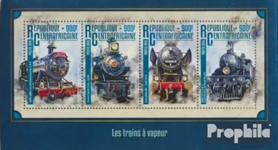 Produktbild von Briefmarken Zentralafrikanische Republik 2016 Mi 6135-6138 Kleinbogen (kompl. Ausgabe) postfrisch Dampflokomotiven