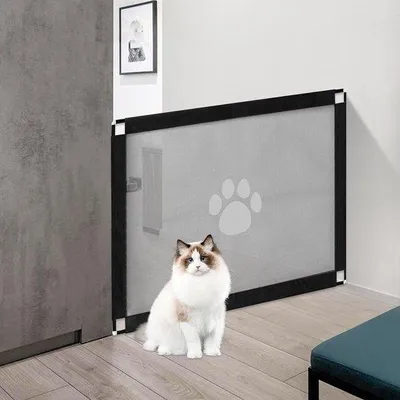 Image de Barrière de sécurité pour animaux de compagnie 100 x 80 cm, à l'épreuve des enfants, noire, pour l'intérieur et l'extérieur