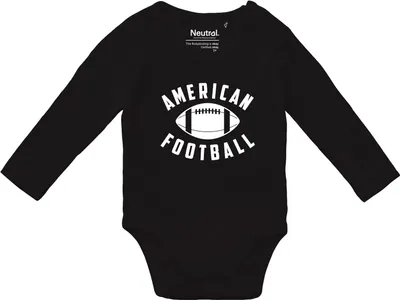 Produktbild von Huuraa Baby Body American Football Ball 68 Black  Baumwolle Fairtrade Langarmbody Geschenkidee