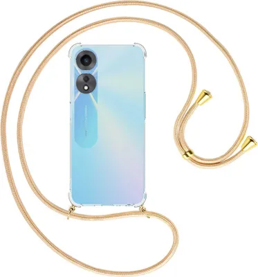Produktbild von Handykette Backcover-Schutzhülle mit Band (Metall goldfarben) für Oppo A58 5G, Oppo A78 5G (6.56'') - Goldkordel