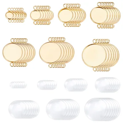 42-teiliges Cabochon-Set, Gold, 6-20 mm, mit Glassteinen