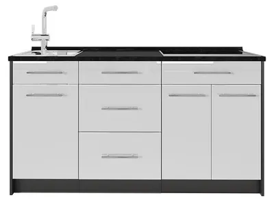 Obrázek produktu pro Kuchyňský blok Vicco Fame-Line Bílá vysoký lesk 150 cm, PD Antracit, Model 65395