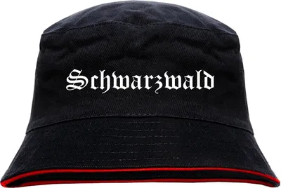 Produktbild von Schwarzwald Anglerhut - Altdeutsche Schrift - Schwarz-Roter Fischerhut S/M SchwarzRot