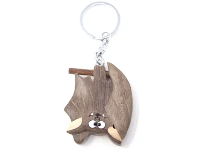 Image de Porte-clés en bois - chauve-souris à l'envers
