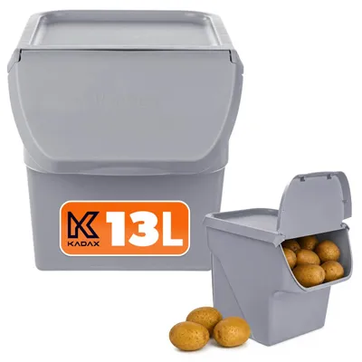 Produktbild von KADAX Kartoffel Aufbewahrungsbox 13L, Kartoffelbox, Gemüsebox zur Aufbewahrung von Kartoffeln, Zwiebelbox, Kartoffelbehälter, Kartoffelkiste (Hellgrau)