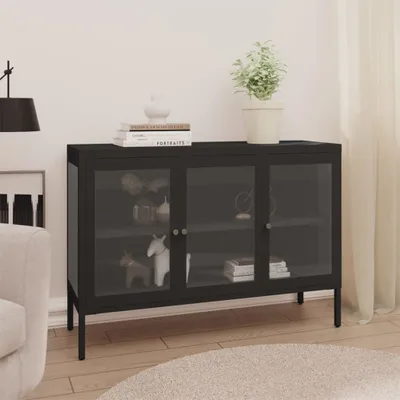 Produktbild von vidaXL Sideboard Schwarz 70x35x70 cm Stahl und Glas