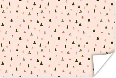 Produktbild von MuchoWow® Poster Weihnachtsbäume - Weihnachtskugeln - Pastell 120x80 cm - Bilder