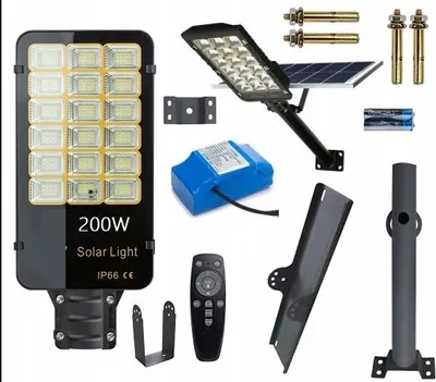 Image de Lampadaire solaire à LED 200W Industrie 30 Ah