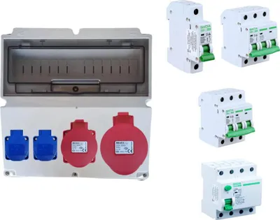 Produktbild von IP44 Baustromvertailer Wandverteiler Stromverteiler 40207505 10 Module 2x230V+16A+32A IP44 LS+FI