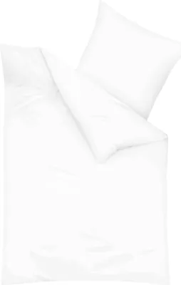 Produktbild von Kaeppel Biber Bettwäsche Uni 100% Baumwolle Reißverschluss Bettbezug Kissenbezug Bettgarnitur Bettwäsche-Set Bettzeug 135x200 cm Weiß
