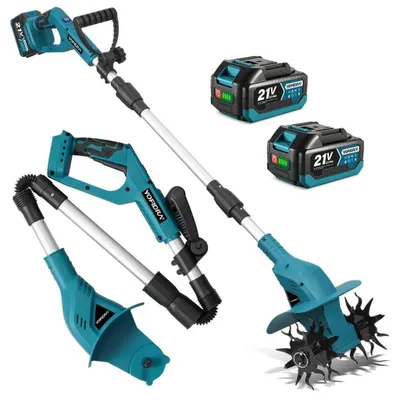 Produktbild von Akku-Motorhacke 21 V Elektro Bodenhacke 800 U/min Akku Bodenhacke, mit 2 x Akkus und Ladegerät 20 cm Arbeitsbreite, 15 cm Tiefe