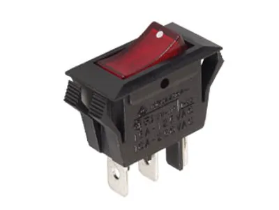 Productafbeelding van Prestatieschakelaar 10A-250V, enkeldrukkend (SPST), aan/uit - met rode neonlamp