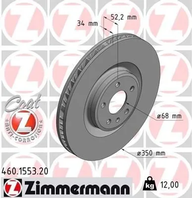 Produktbild von ZIMMERMANN Coat Z Bremsscheibe Vorne Rechts für PORSCHE Macan (95B) 350mm 460.1553.20