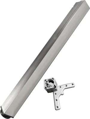 Produktbild von Tischbein eckig Edelstahl Optik gebürstet H 1100 mm durante TFD60 höhenverstellbar + 25 mm Metall 60x60 mm inkl. Montagematerial Möbelfüße Theke