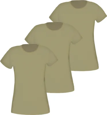 Produktbild von 3 DamenT-Shirt Rundhals Baumwolle- Khaki