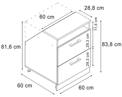Zdjęcie produktu dla Szafa skosna Vicco Rion Złoty dąb energetyczny 60 x 81.6 cm z 2 szufladami, korpus szafy głębokość 60 cm, Model 59955