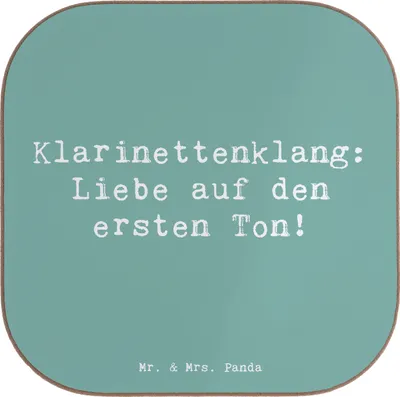 Produktbild von Mr. & Mrs. Panda Holzuntersetzer Spruch Klarinette Liebe  - Meeresbrise - Geschenk, Musik, Untersetzer Gläser, Klarinettenspieler, Tassen, Coaster, Musiker, Lernen, für