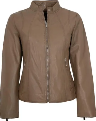 Produktbild von Jilani Collection - Damen Lederjacke Lammnappa grau-braun : 38