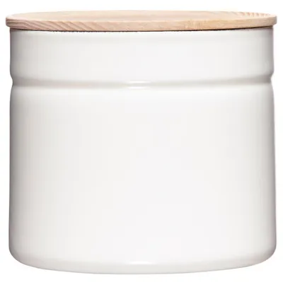 Vorratsdose mit Eschenholzdeckel, Ø 13 cm, 1350 ml, weiß