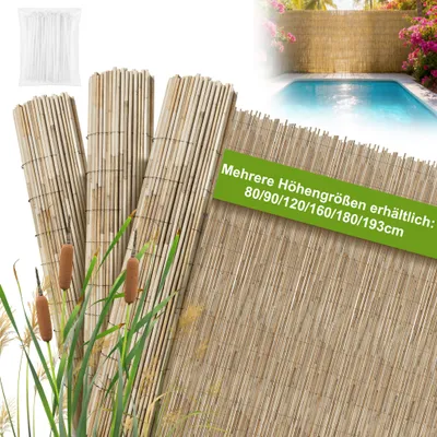 Produktbild von YRHome 120x300cm Schilfmatte, Natürlicher Reedsichtschutz für kleine Gärten & Terrassen, Wetterfest & Einfache Montage mit Kabelbindern