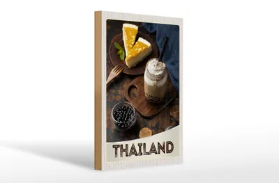 Produktbild von Holzschild Reise 20x30cm Thailand Urlaub Essen Kuchen Getränk