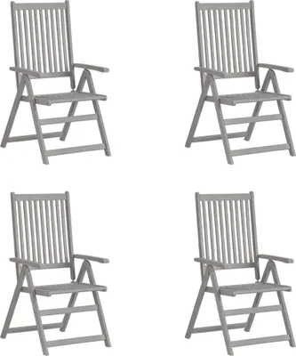 Produktbild von Cloris Designermöbel Verstellbare Gartenstühle 4er Set Grau Massivholz Akazie 2024 Neu