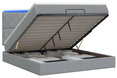 Immagine prodotto di Panca contenitore con materasso e illuminazione LED, grigio chiaro, 160 x 200 cm, tessuto