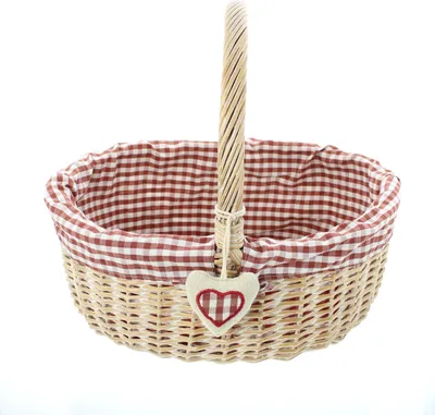 Produktbild von Einkaufskorb Karo Weide Textileinlage Landhaus-Stil