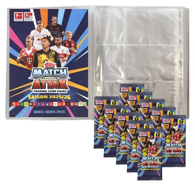Zdjęcie produktu dla Topps Match Attax Bundesliga 2025/26 – 1 pusty album + 10 paczek