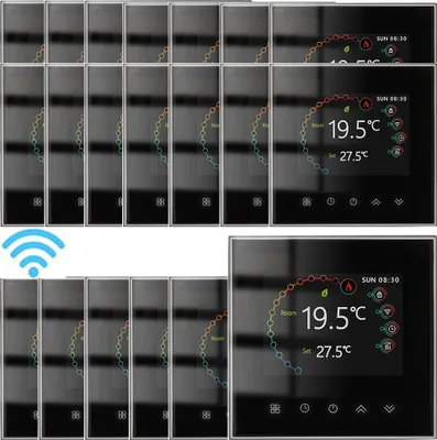 Zdjęcie produktu dla cyfrowy termostat LCD 20X WiFi, tygodniowy programowalny termostat pokojowy do ogrzewania elektrycznego 16A, sterowanie dotykowe / aplikacja mobilna / sterowanie głosowe ogrzewanie podłogowe kompatybilne z Alexa / Google Home, czarny