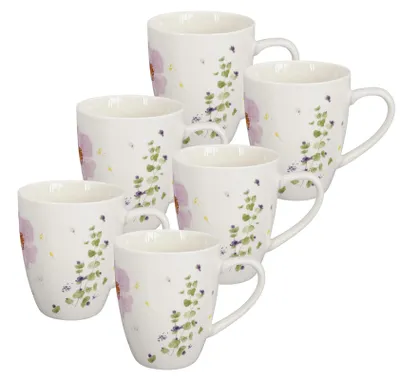 Image de Ensemble de 6 tasses "Alba Symfonie" de 350 ml, décor floral champêtre, marque "inspire"