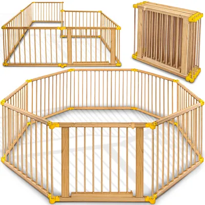 Image de KIDUKU Parc 7,2M jaune avec porte incluse Parc bébé Barrière de sécurité Cheminée