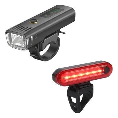 Productafbeelding van ZenXstore oplaadbare fietslampset voor en achter – USB, LED, voorlicht 250 lumen