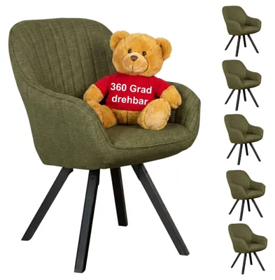 Produktbild von Esszimmerstühle 6er Set Matera - mit Armlehnen & drehbarem Sitz