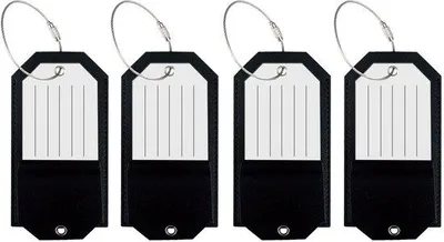 Produktbild von Kofferanhänger - Gepäckanhänger - Leer - Reiseaccessoire - Gepäckanhänger für Koffer und Taschen - Kofferanhänger für Koffer - 4 Stück - Schwarz