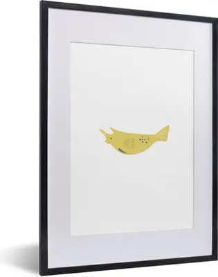 Produktbild von MuchoWow® MuchoWow® Gerahmtes Poster Pastell - Fisch - Gelb 30x40 cm - Poster mit zchwarzem Bilderrahmen - Wandposter Schlafzimmer