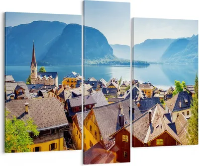Produktbild von Bild auf Leinwand - Leinwandbild - Berge See Wasser - 95x80cm - Wand Bild - Wanddeko - Wandbilder - Leinwanddruck - Bilder - Kunstdruck - Wanddekoration - Leinwand bilder - Wandkunst - CB95x80-3955
