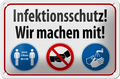 Produktbild von Blechschild Hinweis 18x12cm Infektionsschutz wir machen mit