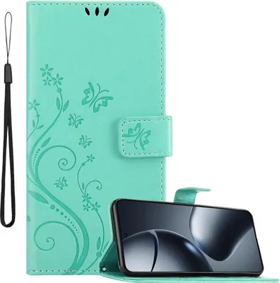 Immagine prodotto di Cadorabo cover per Xiaomi 14T Pro cover in FLORAL TURQUOISE cover protettiva in design floreale con chiusura magnetica, funzione stand e slot per carte Book Case Cover