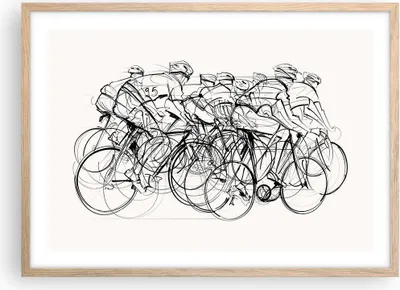 Produktbild von Gerahmtes Poster - Rahmen in heller Eiche - Fahrrad Rennen Rad - 70x50 cm - Wand Bild - Wanddeko - Wandbilder - Wandposter - Bilderrahmen - Bilder - Kunstdruck - Wandbild - P2NAA70x50-4122