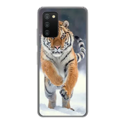 Produktbild von MuchoWow® Handyhülle Schutzhülle Hülle für Samsung Galaxy A03s Tiger - Landschaft - Schnee - Tiere Silikon Softcase Handy Hülle - Schutz